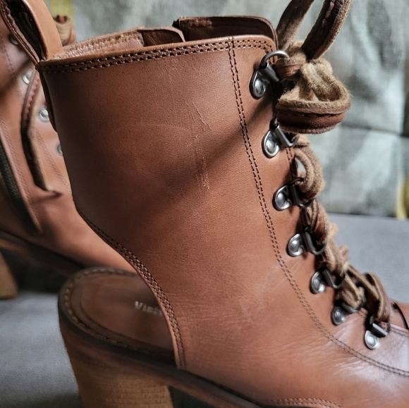 Vintage Foundry Co Odette Lace Up Mid Calf Peep Toe Boot Size 8 - Picture 12 of 16